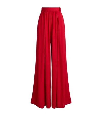 Ralph Lauren Collection Satin Vannesa Wide-leg Trousers In Red