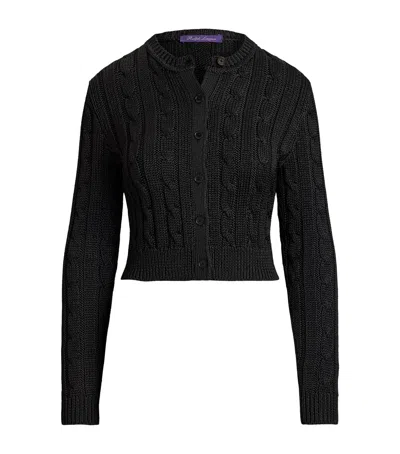 Ralph Lauren Collection Silk Cable-knit Cropped Cardigan In Black