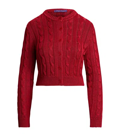Ralph Lauren Collection Silk Cable-knit Cropped Cardigan In Red