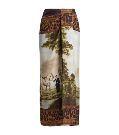 Ralph Lauren Collection Silk Debbie Midi Skirt In Beige