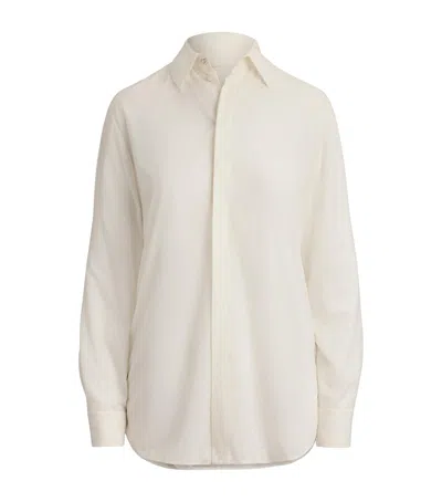 Ralph Lauren Collection Silk Embellished Adrien Shirt In White