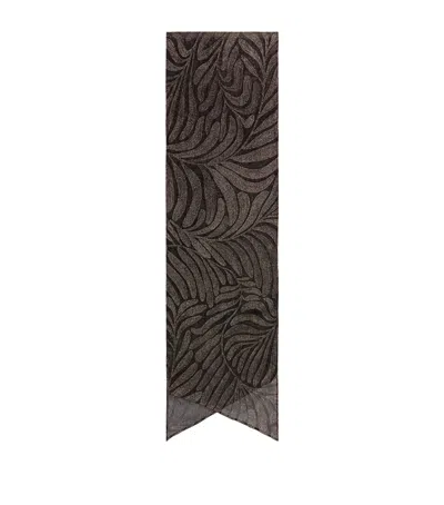 Ralph Lauren Collection Silk Embellished-leaf Scarf In Brown