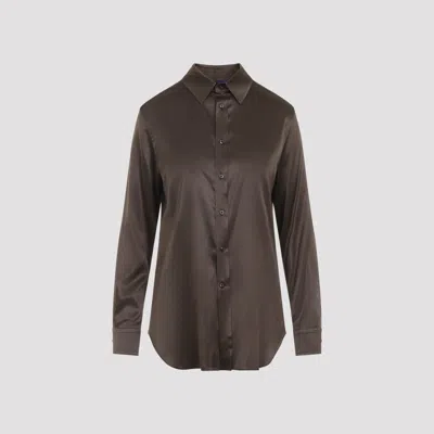 Ralph Lauren Collection Silk Mini Shirt For Women In Brown