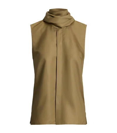 Ralph Lauren Collection Silk Taffeta Gilmore Top In Gold