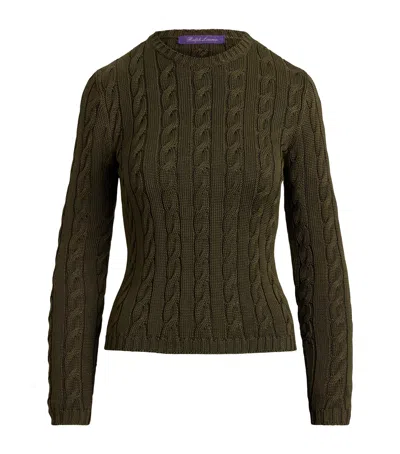 Ralph Lauren Collection Silk-blend Cable-knit Sweater In Green