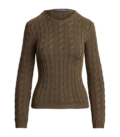 Ralph Lauren Collection Silk-blend Cable-knit Sweater In Brown