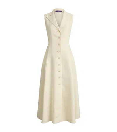 Ralph Lauren Collection Silk-linen Kensley Midi Dress In Gold