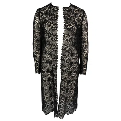 Pre-owned Ralph Lauren Collection Size 12 Black Cotton Polyester Lace Open Front Coat