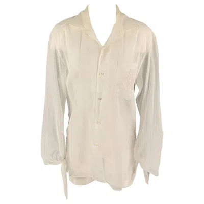 Pre-owned Ralph Lauren Collection Size 6 White Cotton See Through Blouse