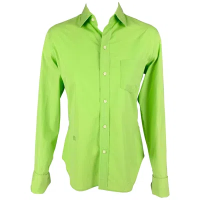 Pre-owned Ralph Lauren Collection Size 8 Chartreuse Cotton French Cuff Shirt In Green