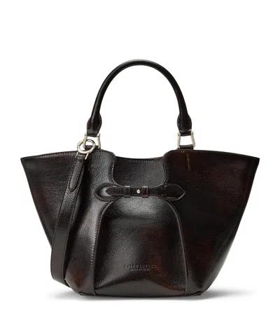 Ralph Lauren Collection Small Leather Ralph Tote Bag In Brown