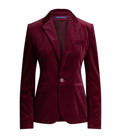 Ralph Lauren Collection Stretch-velvet Parker Blazer In Red