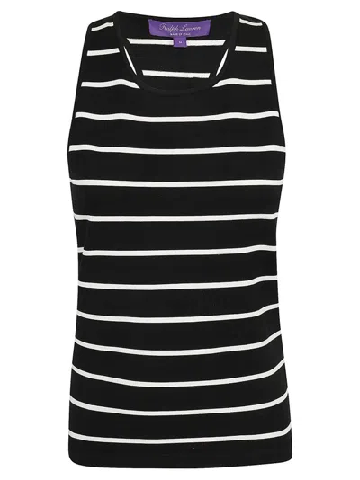 Polo Ralph Lauren Striped Knitted Top In 黑色