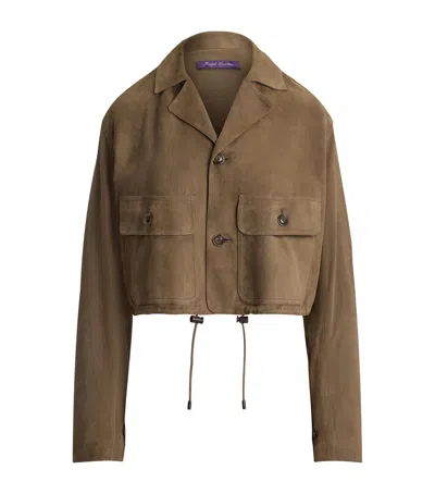 Ralph Lauren Collection Suede Cropped Utility Jacket In Brown