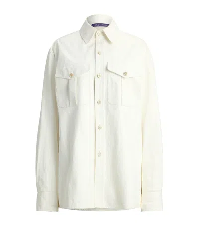 Ralph Lauren Collection Suede Landry Oversized Shirt In White