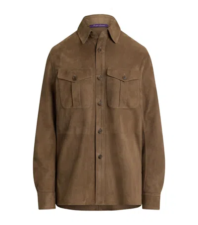 Ralph Lauren Collection Suede Landry Shirt In Brown