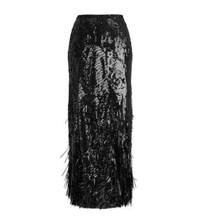 Ralph Lauren Collection Tulle Embellished Milani Midi Skirt In Black