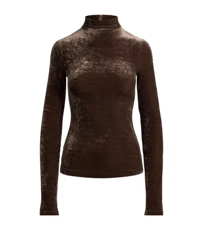 Ralph Lauren Collection Velour Ilene Top In Brown