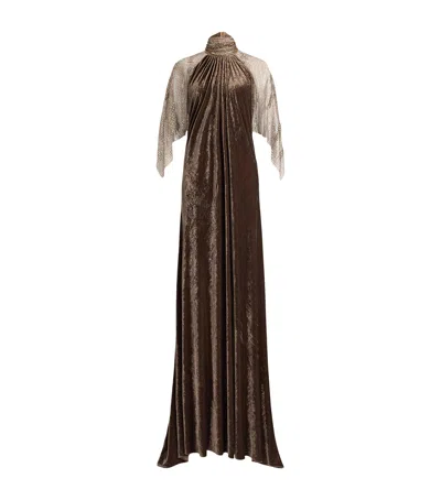 Ralph Lauren Collection Velour Willow Gown In Brown