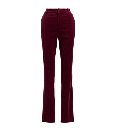 Ralph Lauren Collection Velvet Macy Slim Trousers In Burgundy