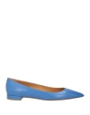 Polo Ralph Lauren Ralph Lauren Collection Woman Ballet Flats Azure Size 8 Leather In Blue