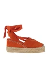Polo Ralph Lauren Ralph Lauren Collection Woman Espadrilles Orange Size 7 Calfskin