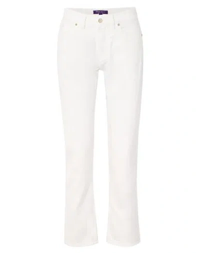 Polo Ralph Lauren Ralph Lauren Collection Woman Jeans White Size 31 Cotton, Cow Leather