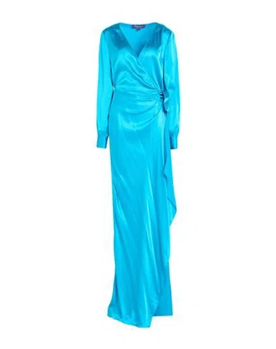 Ralph Lauren Collection Woman Maxi Dress Azure Size 4 Silk, Elastane In Blue