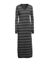 Polo Ralph Lauren Ralph Lauren Collection Woman Maxi Dress Grey Size M Cashmere, Silk, Wool In Grey