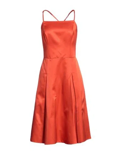Polo Ralph Lauren Ralph Lauren Collection Woman Midi Dress Orange Size 4 Silk