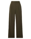 Polo Ralph Lauren Ralph Lauren Collection Woman Pants Military Green Size 8 Wool, Cow Leather In Green