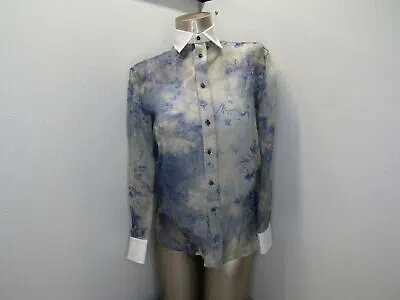 Pre-owned Ralph Lauren Collection Women's Shirt Blouse Silk Nancie Gazaar Floral 6 Blue