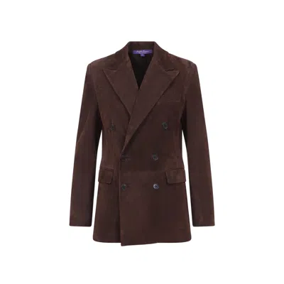 Ralph Lauren Collection Women's Suede Leather Blazer In Brown