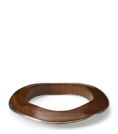 Ralph Lauren Collection Wood And Silver-tone Asymmetrical Cuff In Brown