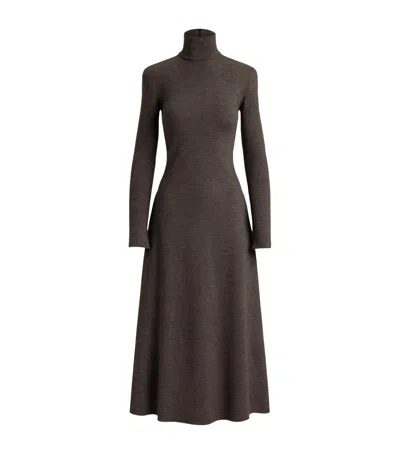 Ralph Lauren Collection Wool Emmerson Midi Dress In Burgundy