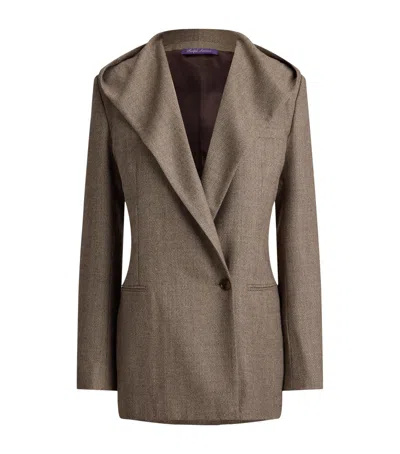 Ralph Lauren Collection Wool Hooded Single-breasted Blazer In Brown