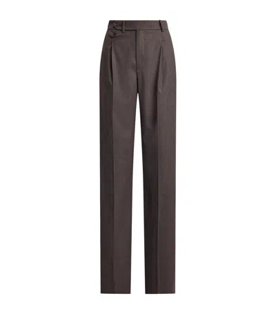 Ralph Lauren Collection Wool-blend Straight Trousers In Brown