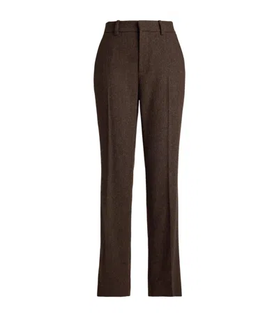Ralph Lauren Collection Wool-blend Straight Trousers In Brown