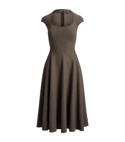 Ralph Lauren Collection Wool-silk Tweed Maisey Midi Dress In Brown