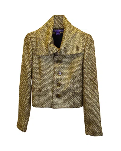 Ralph Lauren Collection Woven Single-breasted Jacket In Gold Wool Tweed In Beige