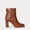 Ralph Lauren Collins Calfskin Bootie Heel In Brown