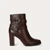 Ralph Lauren Collins Calfskin Bootie Heel In Brown