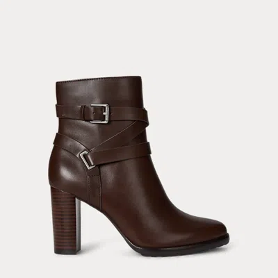 Ralph Lauren Collins Calfskin Bootie Heel In Brown
