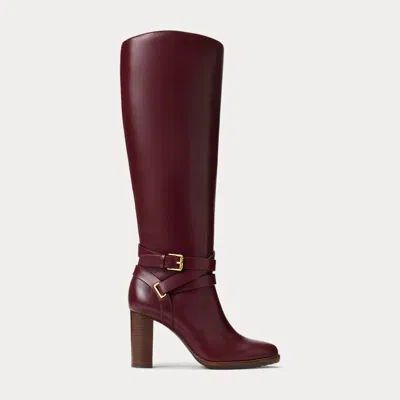 Ralph Lauren Collins Calfskin Tall Boot Heel In Burgundy