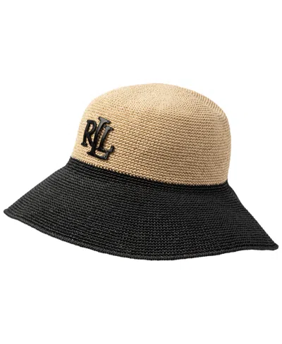 Ralph Lauren Color Block Crochet Bucket Hat In Black