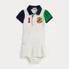 Ralph Lauren Color-blocked Mesh Polo Dress & Bloomer In White