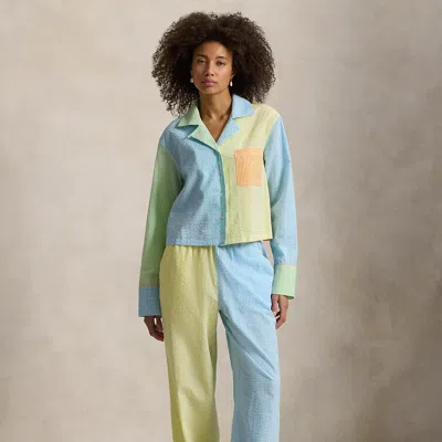 Ralph Lauren Color-blocked Seersucker Pajama Set In Multi