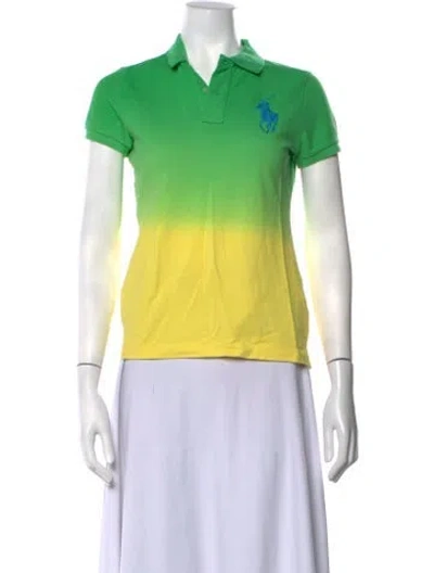 Pre-owned Ralph Lauren Colorblock Pattern Crew Neck Polo In Yellow