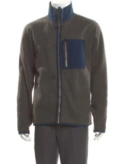 Pre-owned Ralph Lauren Colorblock Pattern Mock Neck Cardigan In Gray