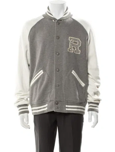Pre-owned Ralph Lauren Colorblock Pattern Varsity Jacket In Gray